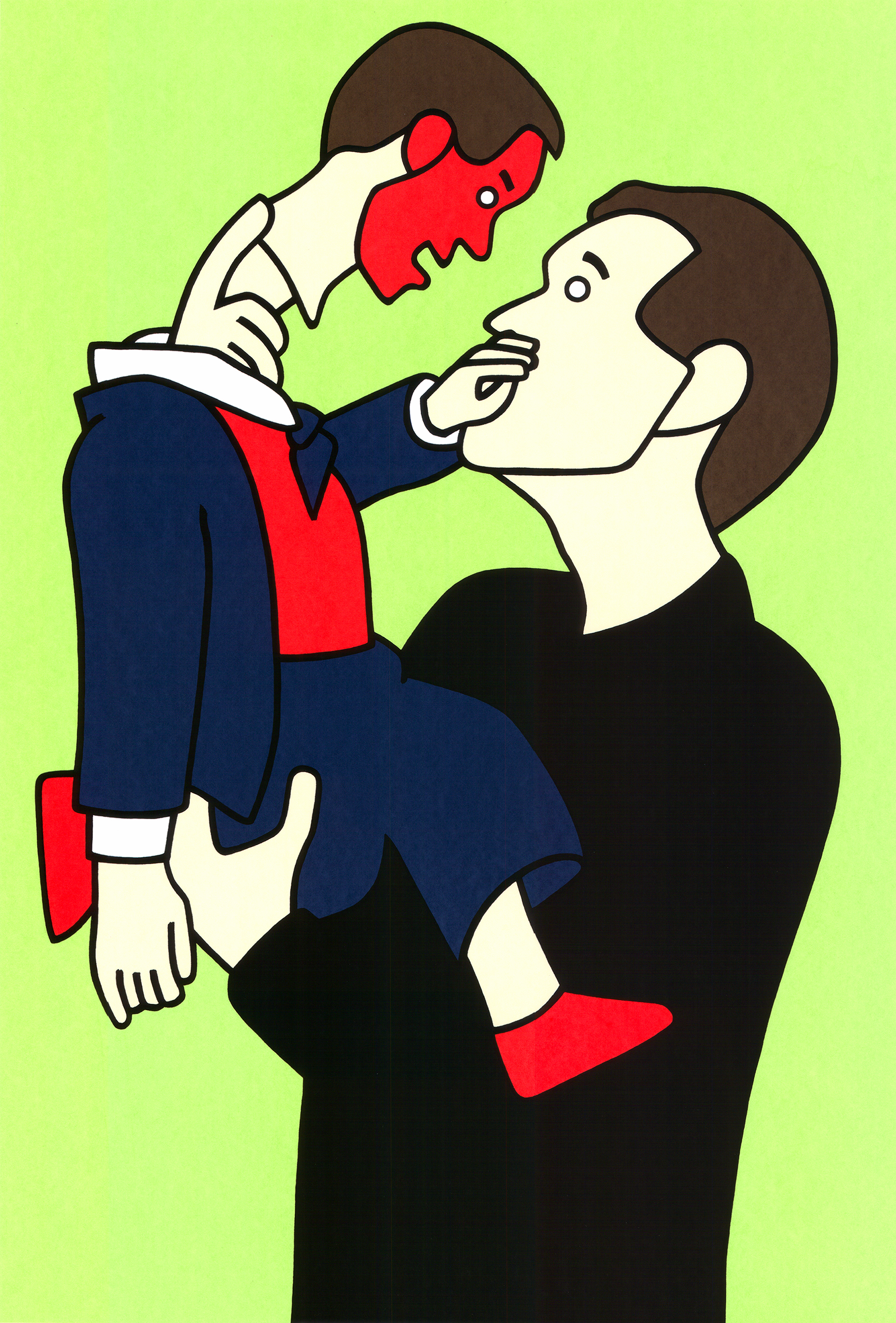 Self-portrait with Ventriloquists Doll, print by Wouter van Riessen